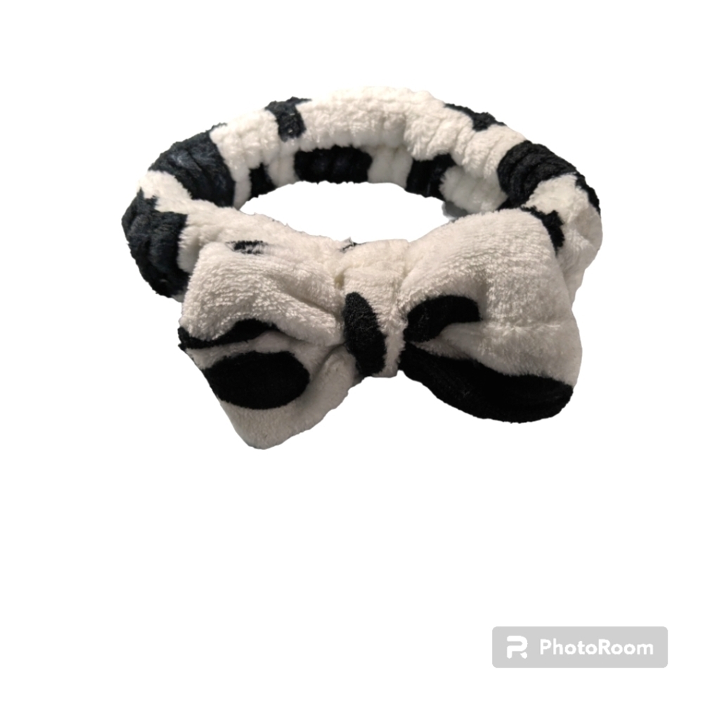 Makeup Hair Wrap Bowknot Design, Hairband. Black and White.